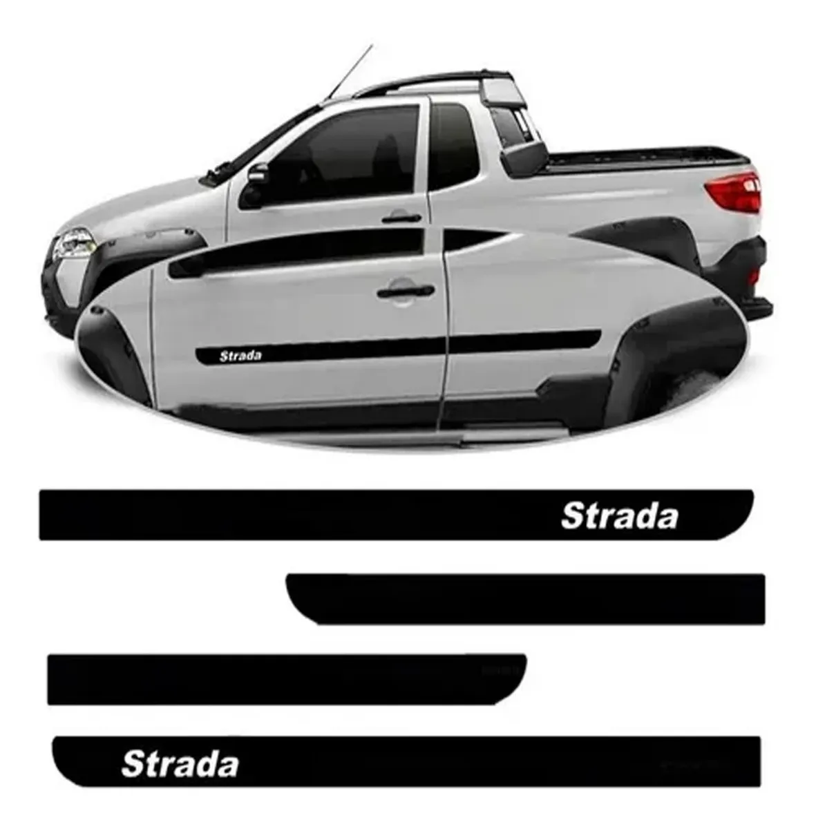 Set Moldura Lateral Goma Fiat Strada 2007 al 2019