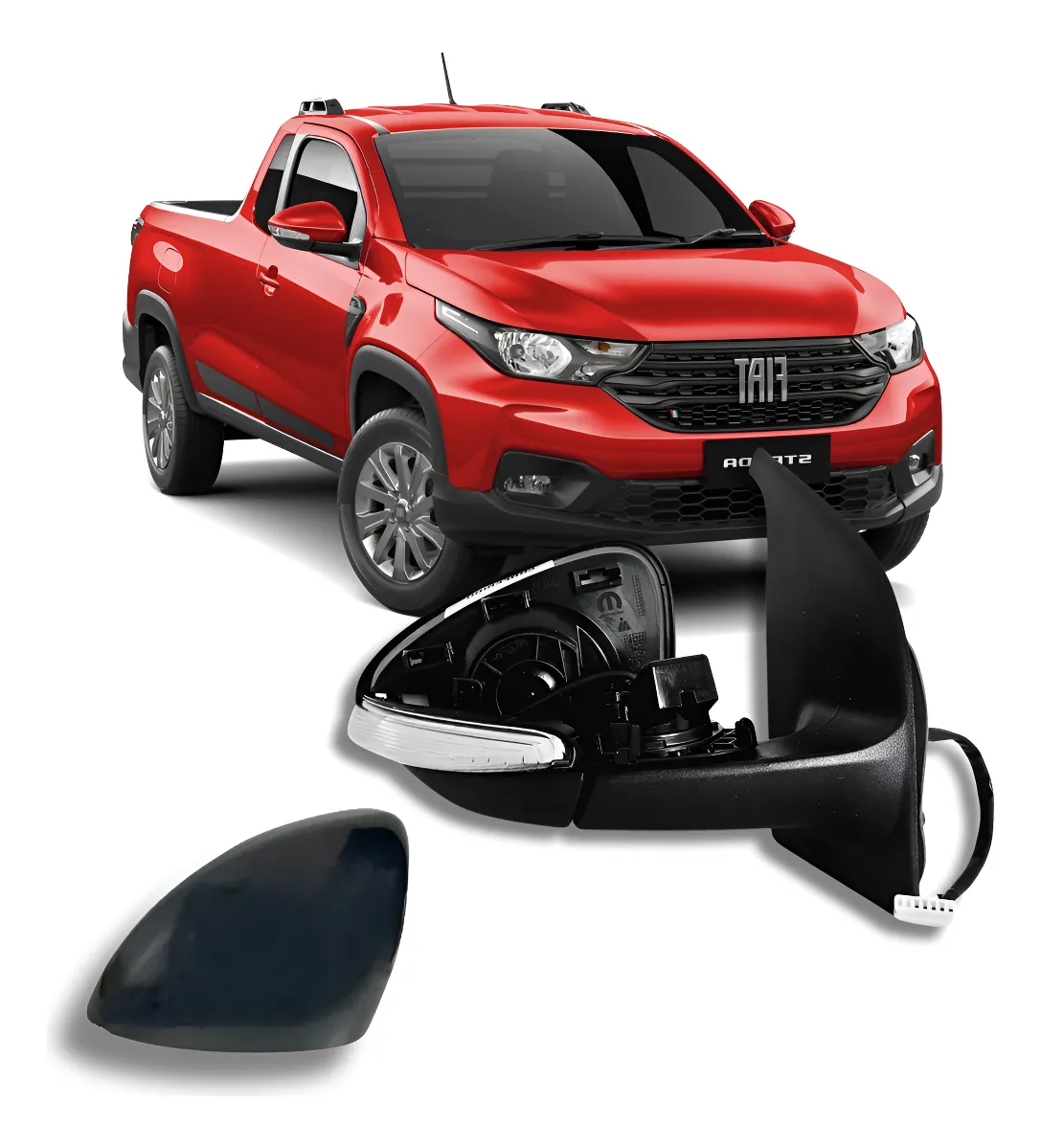 Espejo retrovisor eléctrico con intermitentes para Fiat Strada 2021, 2022 y 2023