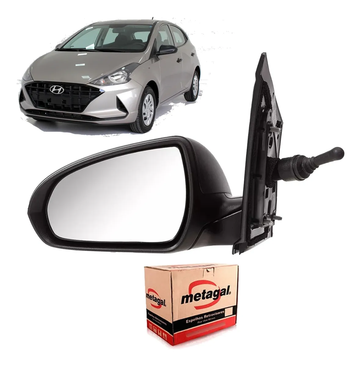 Retrovisor Manual Izquierdo sin Señalero Hyundai HB20 2020 a 2025