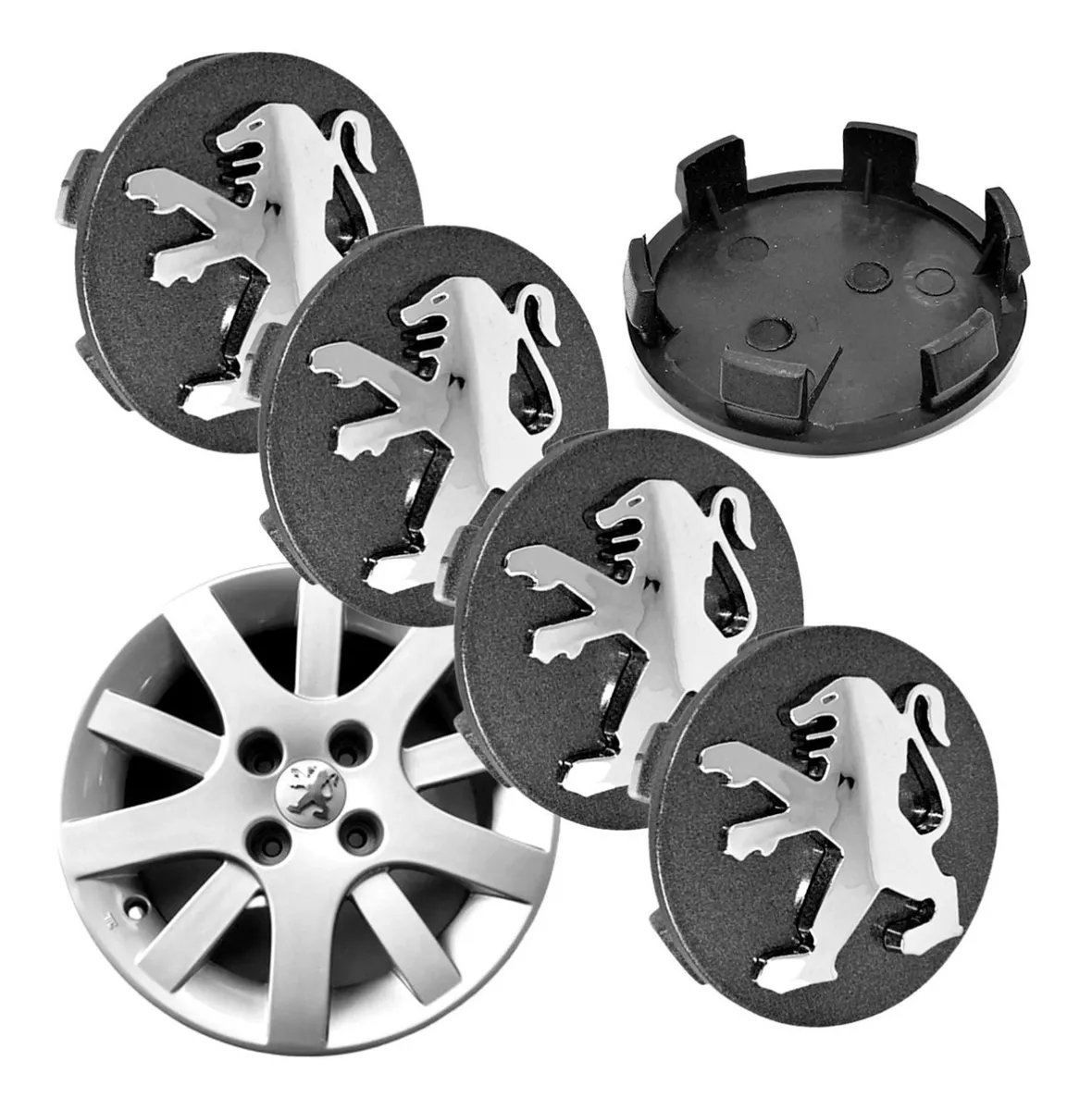Kit de 4 Tapacubos Centrales para Peugeot 206, 307, 208, 308 y 408