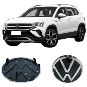 Taos 2022 2023 2024 2025 Emblema del logotipo de la parrilla delantera negro y cromado