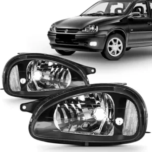 Par De Faros Corsa 01 02 03 04 05 06 07 08 Máscara Negra + lámparas y portalámparas