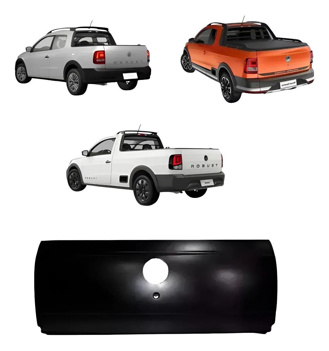 Portón trasero para Saveiro G7 G8 G9 2017 a 2025 Cross Black