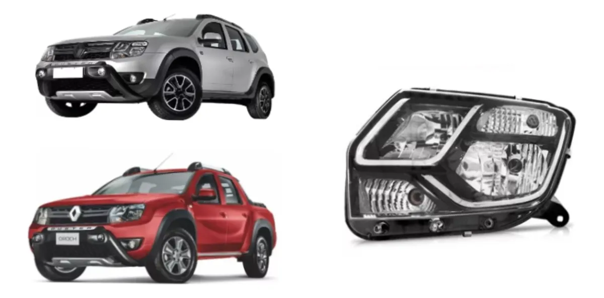 Faros delanteros para Duster Oroch 2016, 2017, 2018, 2019 y 2020