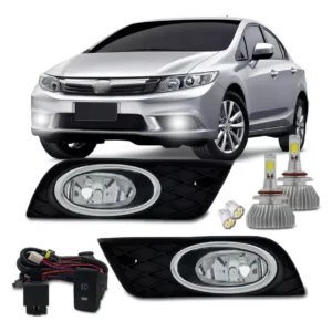 Kit de luces antiniebla para Civic 2014-2015 con Super LED 6000k transparente