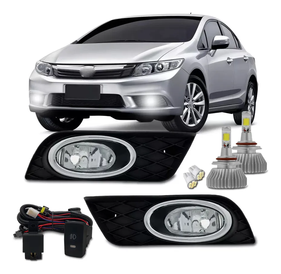 Kit de luces antiniebla para Civic 2014-2015 con Super LED 6000k transparente
