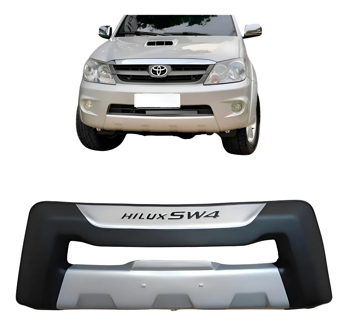 Over Bumper Toyota Hilux SW4 2005 a 2011 – Negro y Plateado