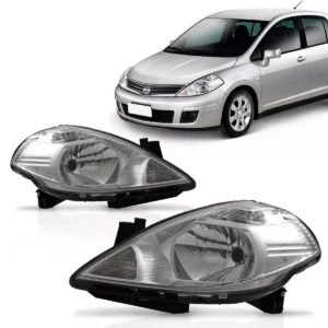 Faro Nissan Tiida Sedan 2008 09 10 11 2012 Mascara Cromada
