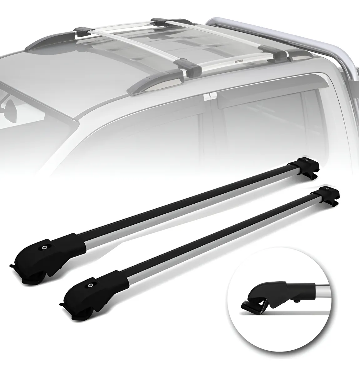 Portaequipajes de techo con barra transversal plateada universales