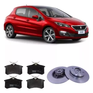 Pareja Disco Freno + Pastilla Trasera Peugeot 308 2012 al 2016