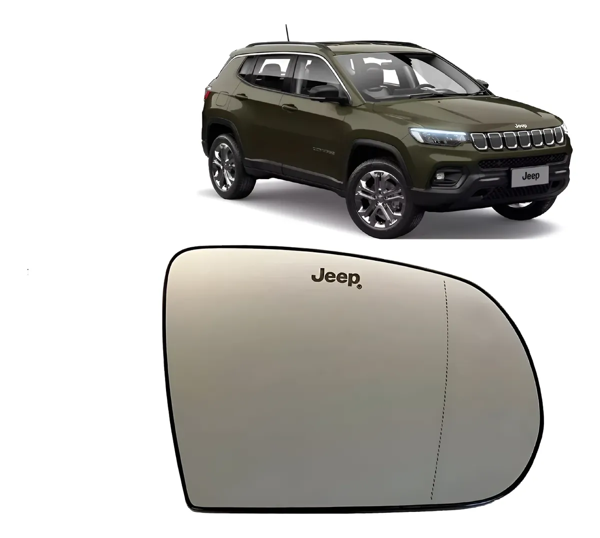 Espejo + Retrovisor Base Jeep Compass 2017 al 2023 sin sensor