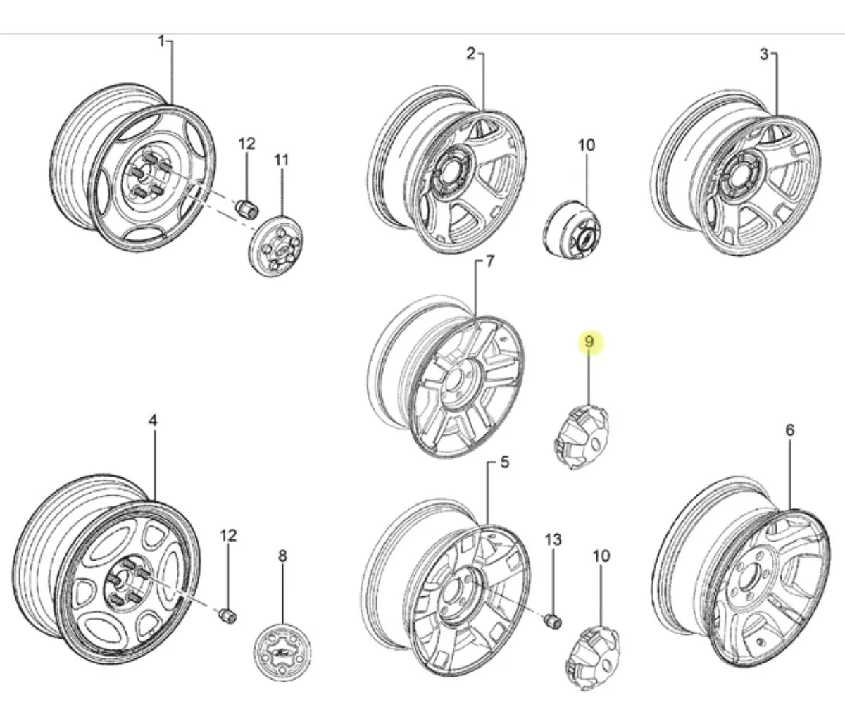 Juego Tapas Ruedas Negras Ford Ranger Del 2004 Al 2012 - Imagem 2
