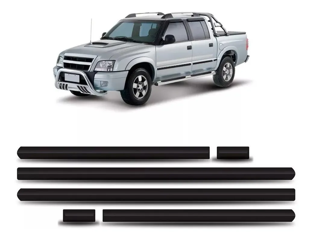 Moldura Lateral S10 2001 a 2011 Doble Cabina - Goma Negra