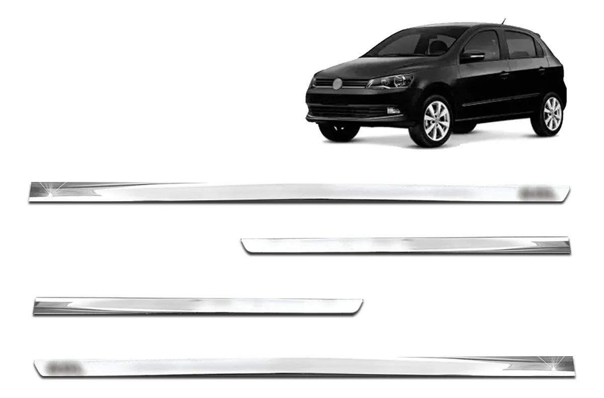 Bagetas laterales cromadas delgadas para Gol 2016, 2017, 2018 y 2019, 4 puertas