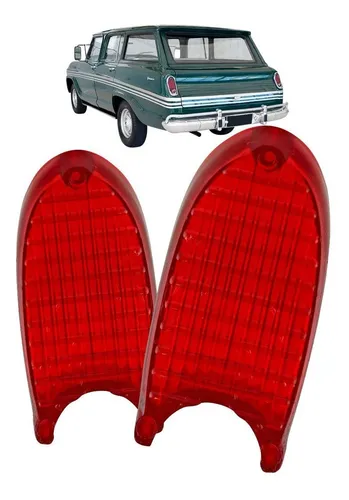 Par de Lentes de Lanterna Traseira Rubi Veraneio 1964 a 1980