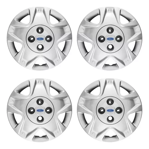 Juego Tapacubos Llanta 14 Ford Fiesta Hatch Sedán 2011 2012 Plata