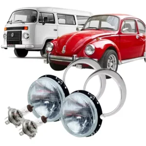 Kit Faro Completo + Aro Cromado + Bombilla H4 Escarabajo Kombi