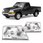 Par De Faros Ford Ranger 1998/2004 Cromado Acrílico (Depo)