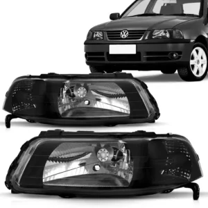 Par de faros delanteros Gol G3 2000 2001 2002 2003 2004 2005 Máscara negra