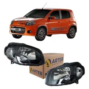 Par De Faros Originales Máscara Negra Fiat Uno Novo Way 2010/2016