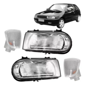 Kit Par Faros + Par Intermitentes Gol Bola 95 96 97 98 99 Cristal