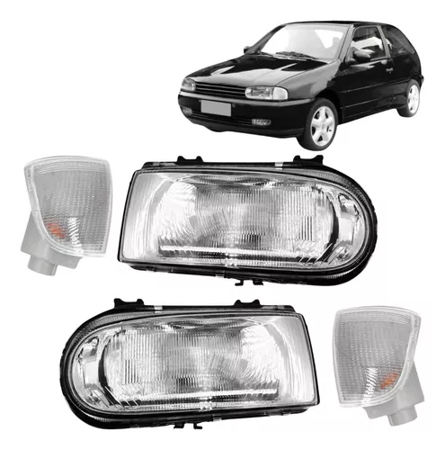 Kit Par Faros + Par Intermitentes Gol Bola 95 96 97 98 99 Cristal