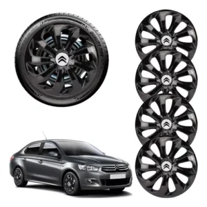 Juego de 4 Tapacubos Elitte Citroen C3 C4 Llanta 15  Negro