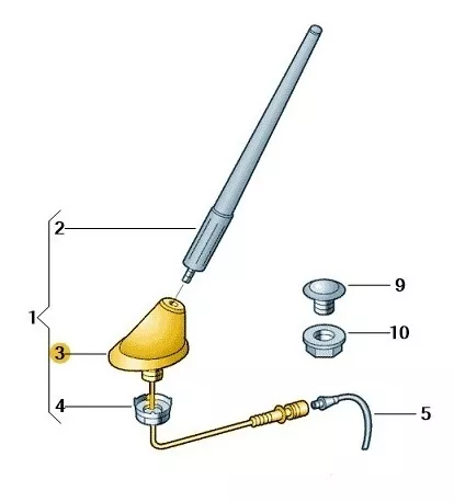 Base Antena Techo Gol Polo Golf Bora Fox Saveiro Original Vw - Imagem 2
