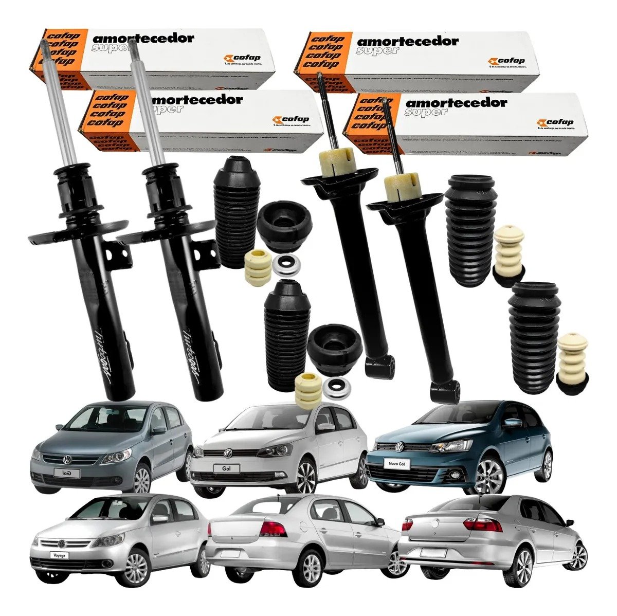 Kit amortiguadores delanteros y traseros Gol Voyage G5 G6 G7