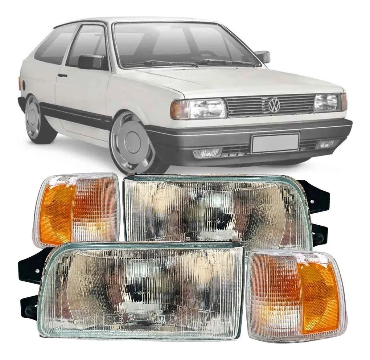 Kit de Faros + Luces de Giro Cristal Cibié para VW Gol, Saveiro, Parati y Voyage G1 Cuadrado (1991 a 1995)