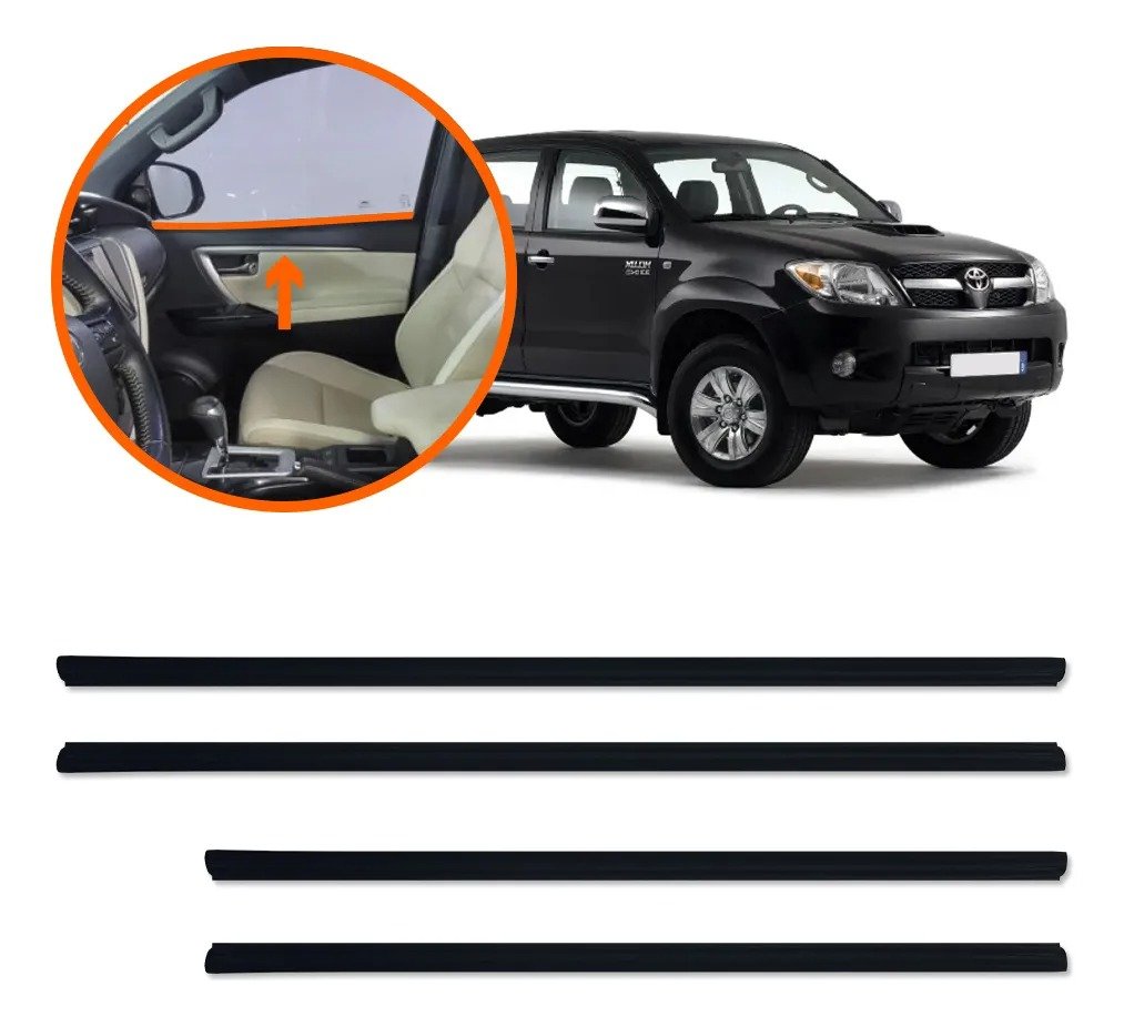 Juego de 4 Canaletas Internas Delanteras/Traseras Hilux 2005 a 2015 - Cinta