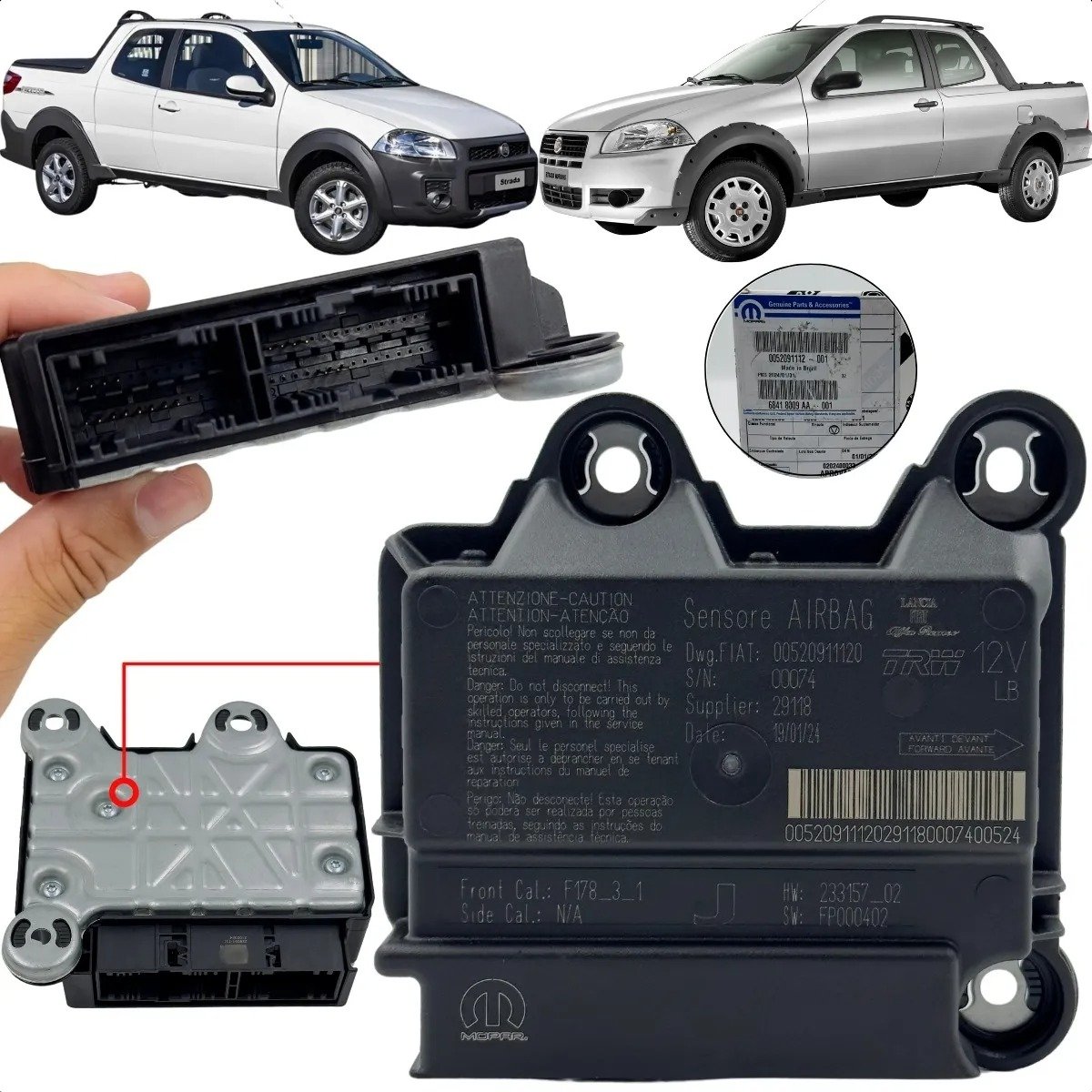 Módulo Airbag Central J Original Fiat Strada Dupla 52091112 51957873