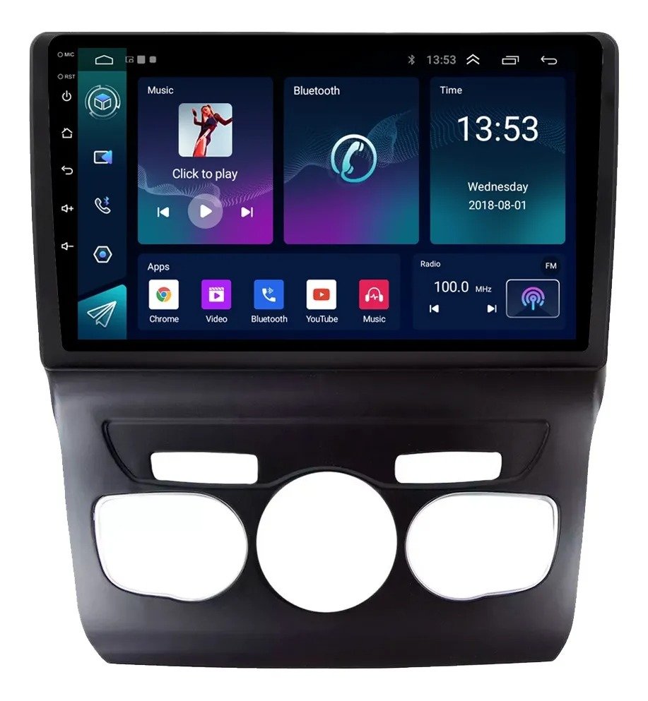 Kit Multimedia C4 Lounge 9” – CarPlay / Android Auto – 2GB + 32GB – Completo con Chicote y Moldura